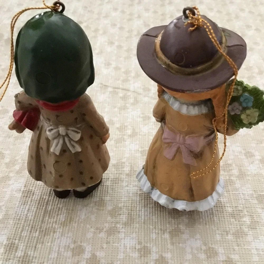 Two Vintage Girl Ornaments Made In Hong Kong